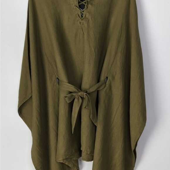 NWT Chaser Beachy Lace Up Dolman Hooded Tunic in Olive Green.Size Small - Picture 3 of 7